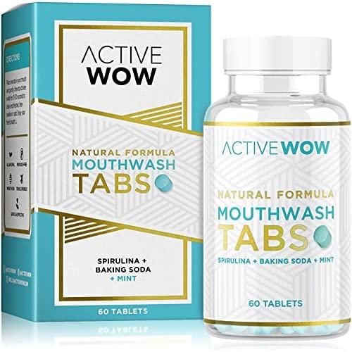 【並行輸入品】Active Wow 重曹、ミント、スピルリナ入りマウスウォッシュ タブレット