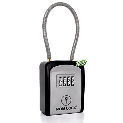 【並行輸入品】Iron Lock  - 取り外し可能なケーブル シャックル付きのキー ロック ボック...