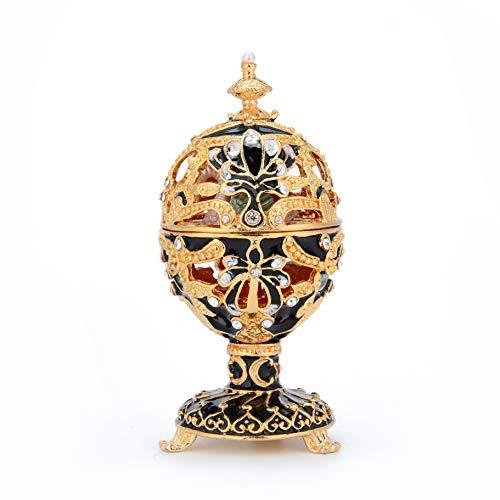 【並行輸入品】QIFU ファベルジェエッグスタイル装飾エナメル小物ボックス 蝶番付き クラシックロシ...