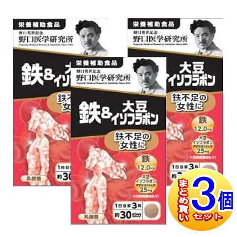 【3個セット】野口医学研究所 鉄＆大豆イソフラボン  90錠【小型宅配便】