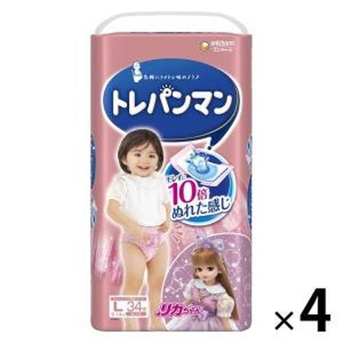 トレパンマン パンツ ピンク L（9kg〜14kg）女の子用 1ケース（34枚×4パック） ユニ・チ...