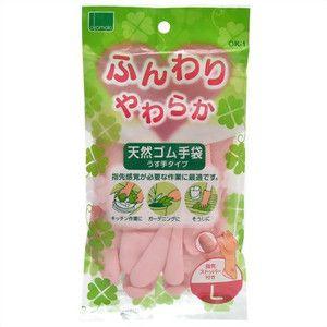 オカモト株式会社 ふんわりやわらか 天然ゴム手袋 薄手タイプ Lサイズ ピンク 1組 【北海道・沖縄は別途送料必要】【CPT】｜drugpure