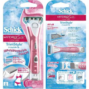 Schick(シック) ハイドロハイドロシルク トリムスタイルホルダー (ホルダー+替刃1コ付)1セット ＜電池タイプ・電動トリマー付＞ ＜女性用(敏感肌用)＞【CPT】｜drugpure