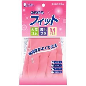 エステー株式会社 やわらかフィット 天然ゴム手袋 ピンク Mサイズ