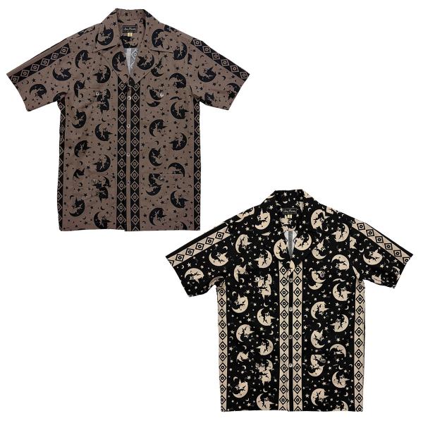 半袖 プリントキューバシャツ“OWL &amp; MOON”/ DRY BONES【ドライボーンズ】