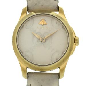 ［飯能本店］GUCCI グッチ Gタイムレス YA126580 (126.5) 腕時計 GP ホワイトグッチシマ文字盤 レディース DH61733