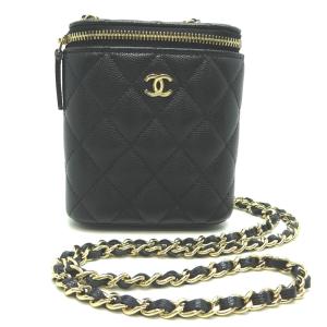 美品 CHANEL シャネル ショルダーバッグ マトラッセ フォンホルダー AP3307 ブラック ゴールド金具 キャビアスキン レディース リボンチェーン ポシェット キルティング【本物保証】 マトラッセ 美品 シャネル ショルダーバッグ フォンホルダー AP3307