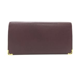 極美品　カルティエ 長財布 2つ折り マストライン ボルドー 小銭入れ付き MAILLON DE CARTIER カルティエ 二つ折り長札入れ マストドゥ