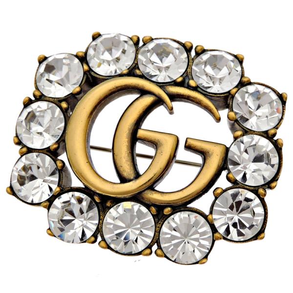 ［銀座店］GUCCI グッチ クリスタル ダブルG  506171 J1D50 8062 ブローチ ...