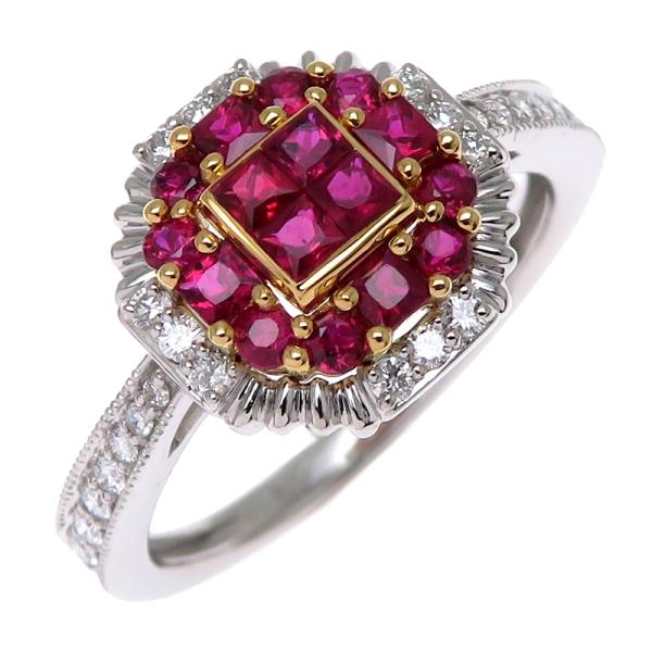 ［飯能本店］Non Brand ノンブランド 0.50ct ルビー 0.18ct ダイヤモンド リン...