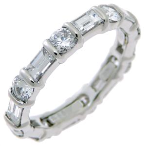 ［飯能本店］HARRY WINSTON ハリーウィンストン ラウンド エメラルド カット バー セット リング・指輪 Pt950プラチナ 8.5号 DH88922