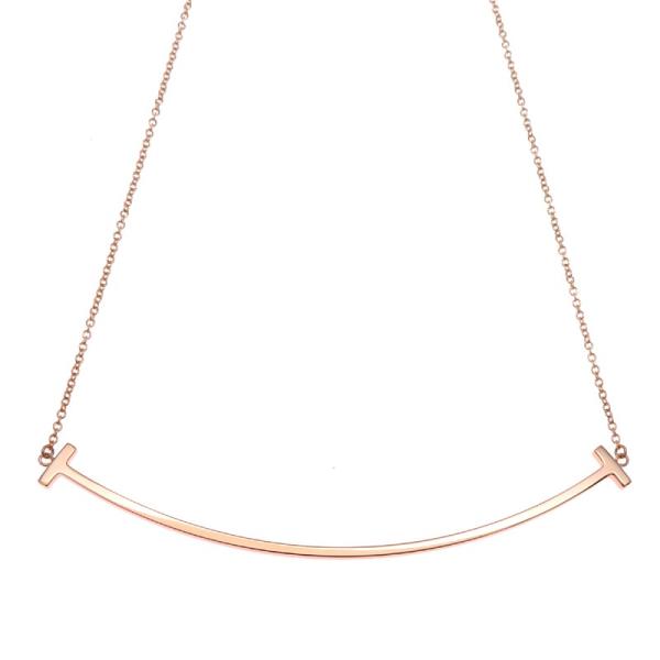 ［飯能本店］TIFFANY&amp;Co. ティファニー T スマイル ラージ ネックレス 750ピンクゴー...
