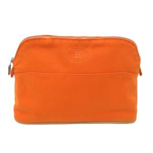 ［銀座店］HERMES エルメス ボリードポーチ MM ポーチ コットン オレンジ系 レディース DH92159