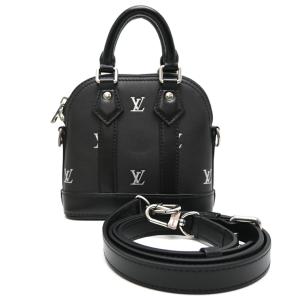 ［銀座店］LOUIS VUITTON LV ルイ・ヴィトン ナノ アルマ M83184(廃番) ショルダーバッグ カーフ ブラック レディース DH93677