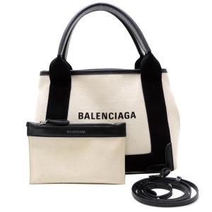 ［飯能本店］BALENCIAGA バレンシアガ ネイビーカバス XS 390346 ハンドバッグ キャンバス ホワイト系 レディース DH93985