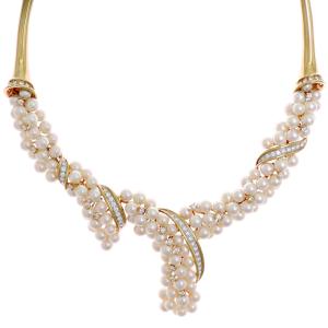 ［銀座店］Southern Cross サザンクロス 2.37ct ダイヤモンド アコヤ真珠 ネックレス K18イエローゴールド レディース DH94193