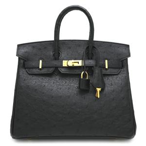 ［銀座店］HERMES エルメス バーキン25 U刻印 2022年製 ゴールド金具 ハンドバッグ オーストリッチ ノワール(ブラック) DH94699