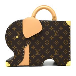 ［銀座店］LOUIS VUITTON LV ルイ・ヴィトン エレファンタジー トランク M27456 ハンドバッグ モノグラム ブラウン×ブルー DH94701
