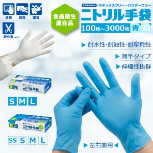 ニトリル手袋 100枚入 ゴム手袋 白 青 ニ...の詳細画像1