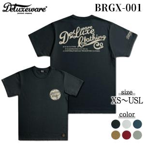 DELUXEWARE デラックスウエア 半袖 DXTSシリーズ ロゴプリントTシャツ BRGX-001 カラー：WHITE / BLACK / CRIMSON.RED / BLUE.J / OLD.GOLD / GREEN.WASH｜dstock-net