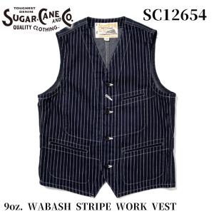 SUGAR CANE シュガーケーン Lot No. SC12654 / 9oz. WABASH STRIPE WORK VEST ワークベスト サイズ：S〜XL｜dstock-net