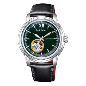 新品 ポールスミス Paul Smith 腕時計 自動巻き オートマ King‘s Cross キングス・クロス ダークグリーン シルバー メンズ レザー オープンハート BJ7-115-40