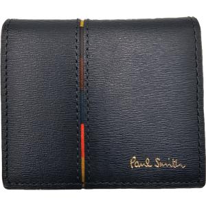 ポールスミス Paul Smith 小銭入れ 本革 インセット マルチストライプ ネイビー Q15031