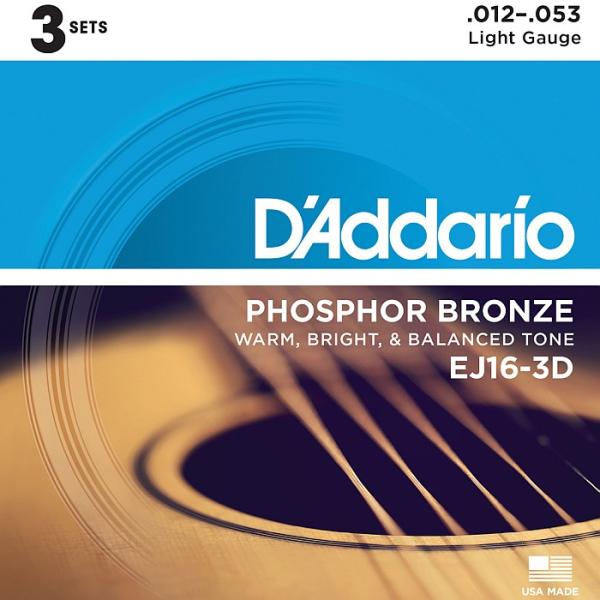 3セットパック D'Addario EJ16-3D Light 012-053 Phosphor B...