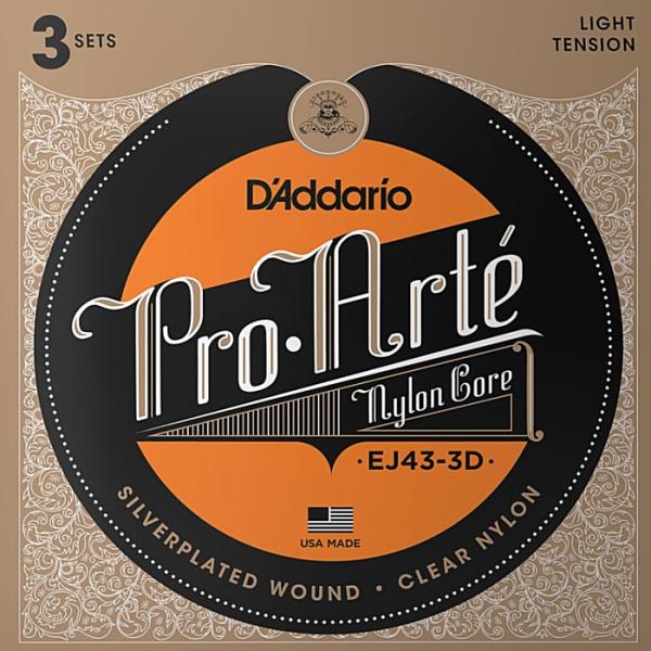 3セットパック D'Addario EJ43-3D Pro Arte Nylon Silver/Cl...