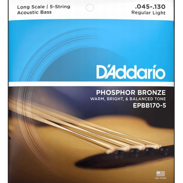 5弦用 D&apos;Addario EPBB170-5 Phosphor Bronze 045-130 Lo...