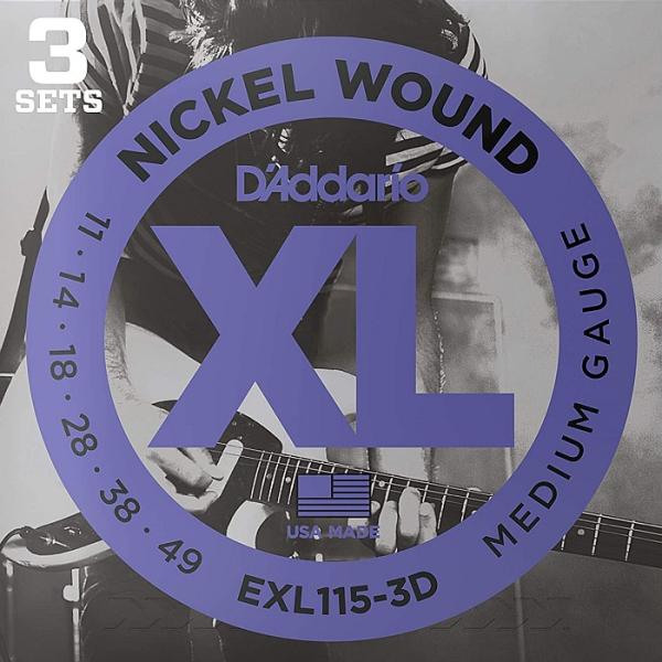 3セットパック D&apos;Addario EXL115-3D Nickel Wound 011-049 ダ...