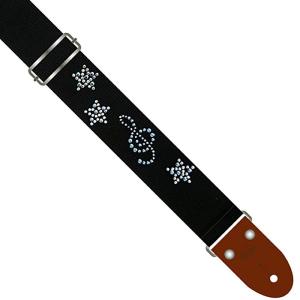 Live Line Rhinestone Strap LS48BK-3 ライブライン ギターストラップ ラインストーン 音符/ブルー｜dt-g-s