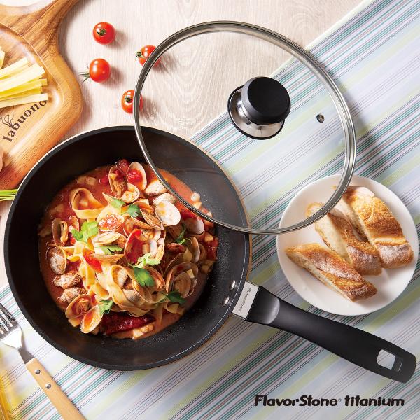 フレーバーストーンチタニウム 24cmマルチパン 蓋付き 　　　 フライパン 正規品 レッド 焦げ付...