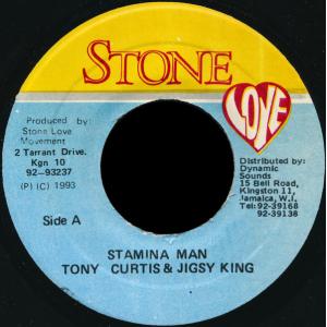 ジャマイカ7” Tony Curtis & Jigsy King Stamina Man NONE Stone Love /00080