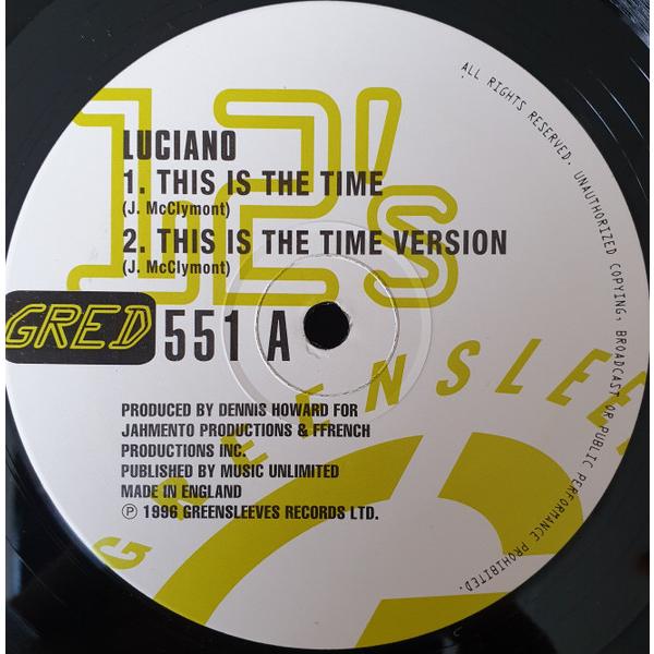 英12” Luciano / Jeff Redd This Is The Time / Time I...