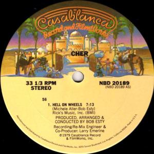 12” Cher Hell On Wheels / Git Down (Guitar Groupie) NBD20189 Casablanca /00250