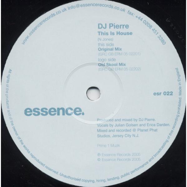 12” DJ Pierre This Is House ESR022 Essence Records...