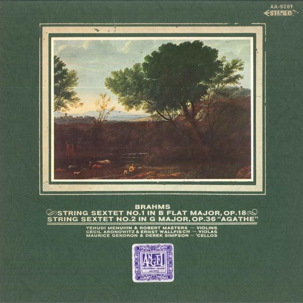 LP ユーディ メニューイン, ロバー ブラームス 弦楽六重奏曲第1番変ロ長調作品18 / 弦楽六 ...