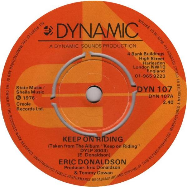 英7” Eric Donaldson Keep On Riding /  Am I Crying D...