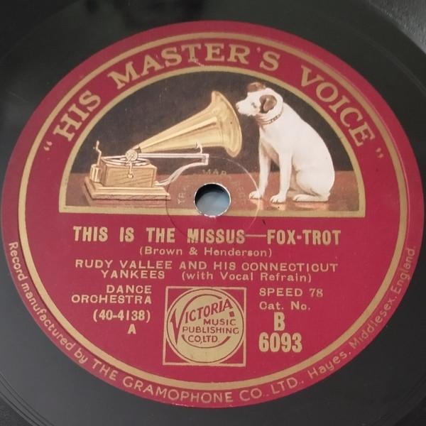 英78RPM/SP Rudy Vallee &amp; His Connecticut  This Is T...