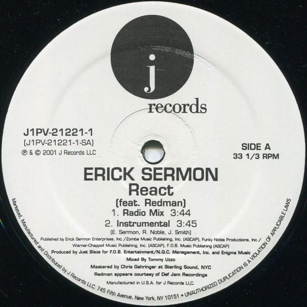 12” Erick Sermon, Redman React J1PV212211PROMO J R...