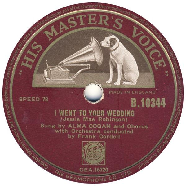 英78RPM/SP Alma Cogan I Went To Your Wedding / You ...