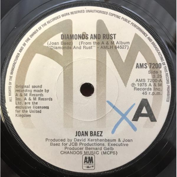 英7” Joan Baez Diamonds And Rust AMS7200 A&amp;M Record...