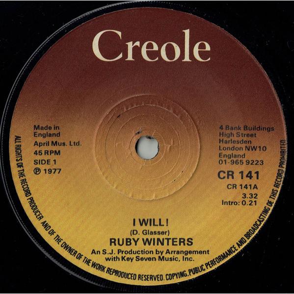 7” Ruby Winters I Will! CR141 Creole Records /0008...