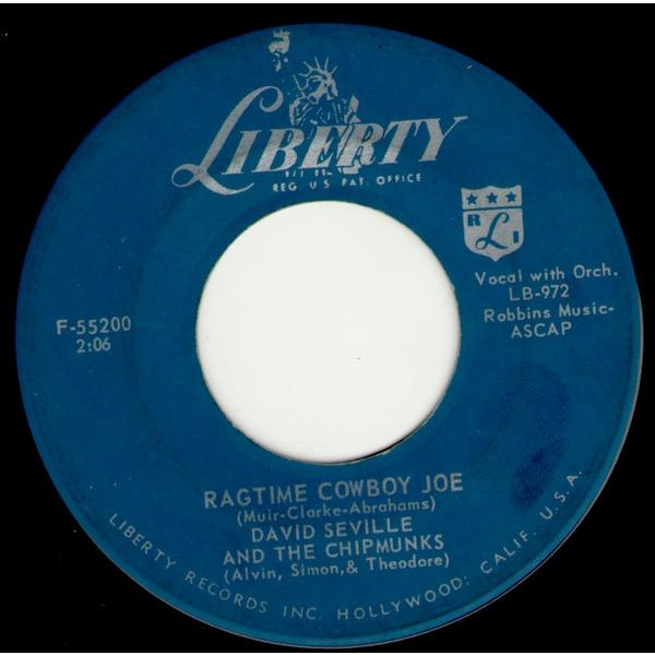 7” David Seville &amp; The Chipmunks Ragtime Cowboy Jo...
