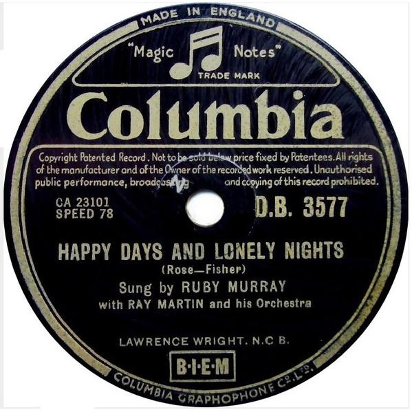 78RPM/SP Ruby Murray, Ray Martin &amp; His  Happy Days...