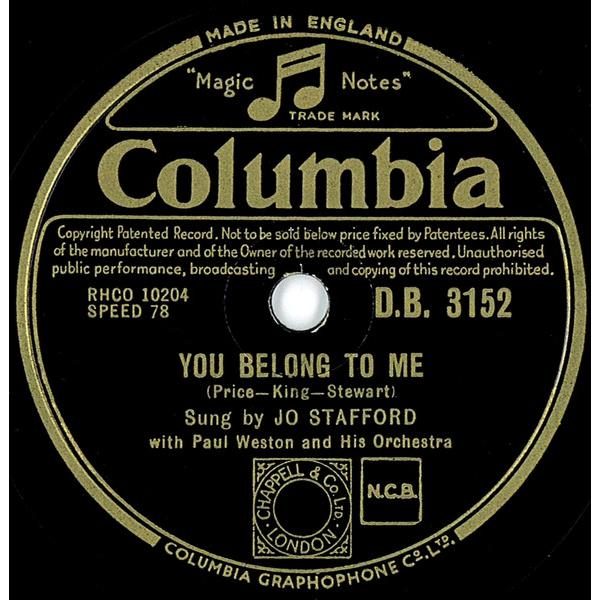 78RPM/SP Jo Stafford, Paul Weston &amp; His You Belong...