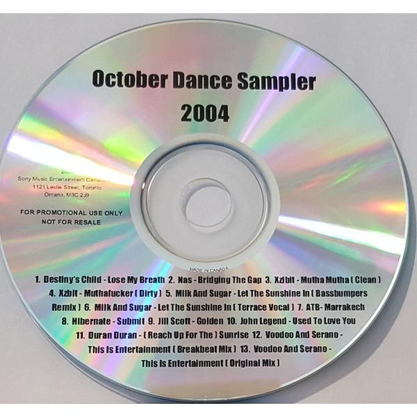 CD Various October Dance Sampler 2004 (CD-R) NONE ...
