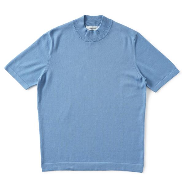 GRAN SASSO グランサッソ ソフトコットン ニット モックネック ショートスリーブ Tシャツ...