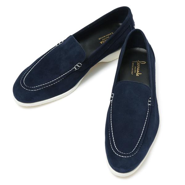 FERRANTE フェランテ NAVY/M CAMOSCIO スエード ラバーソール デッキシューズ...